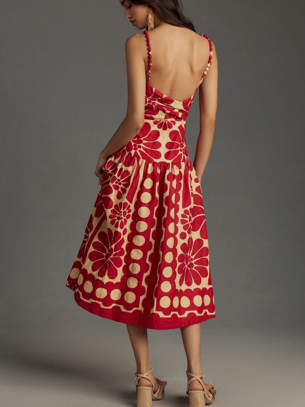 NWT Farm Rio Palermo Red Sleeveless Midi Dress - Picture 3 of 3